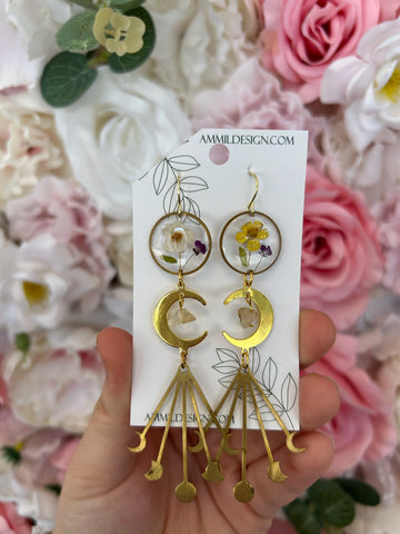 Floral Moon Earrings