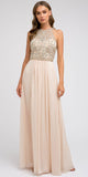 Juliet 609 A Line Chiffon Floor Length Gown Cut Out Back