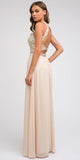 Juliet 609 A Line Chiffon Floor Length Gown Cut Out Back
