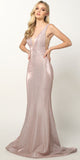 Juliet 695 Glitter Sheath Dress Floor Length Deep-V Neckline
