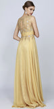 Juliet 552 Long Jewel Neckline Studded Bodice A-Line Gown