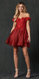 Juliet 861 Floral Embroidered Glitter Mesh Short A-Line Dress