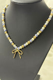 Coquette Blue Belle Ceramic Bow Charm Necklace