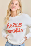 🧡 Hello Pumpkin Embroidered Knit Sweater