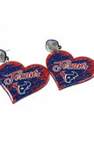 Texans Sweet-Heart Game Day Drop Earrings