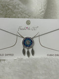 White Gold Dipped Dreamcatcher Pendant Necklace