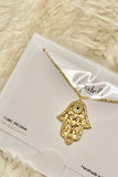 Elegant Hamsa Hand Pendant Necklace – 14K Gold Dipped or Rhodium Plated