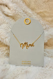 Golden Script Mama Necklace
