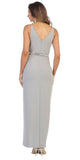CLEARANCE - Spaghetti Strap Belted Faux-Wrap Style Long Formal Dress (Size XL)