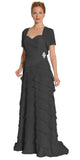 CLEARANCE - Juliet 1044 Spaghetti Strap Chiffon Formal Dress Multi Ruffle Hem (Size 3XL)