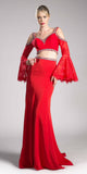Cinderella Divine 13114 Two Piece Gown Cold Shoulder Trumpet Sleeves