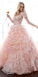Juliet 1418 Cinderella Ball Gown Organza Ruffle Skirt Beaded Corset Bodice