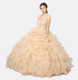 Juliet 1418 Cinderella Ball Gown Organza Ruffle Skirt Beaded Corset Bodice