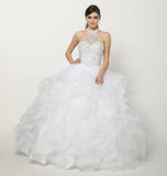 Juliet 1420 Crystal Beading Layered Tulle Skirt Quinceanera Dress
