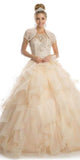 Juliet 1423 A-Line Princess Ball Gown Ruffled Tiered Tulle with Jacket