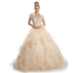Juliet 1423 A-Line Princess Ball Gown Ruffled Tiered Tulle with Jacket