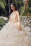 Juliet 1423 A-Line Princess Ball Gown Ruffled Tiered Tulle with Jacket