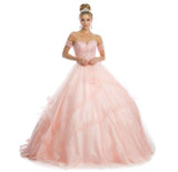 Juliet 1424 Quinceanera Ball Gown Tulle Skirt Arm Bands Beaded Bodice
