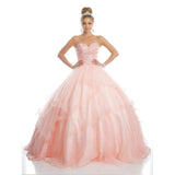 Juliet 1424 Quinceanera Ball Gown Tulle Skirt Arm Bands Beaded Bodice