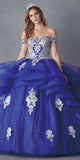 Juliet 1432 Dress Quinceanera Ball Gown Metallic Embroidery Glitter Tulle