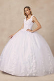 Juliet 1437 Floral Applique Quinceanera Ball Gown With 3D Flowers