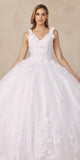Juliet 1437 Floral Applique Quinceanera Ball Gown With 3D Flowers