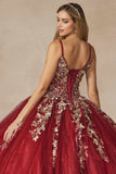 Juliet 1442 Long 3D Butterfly Appliques Strapless Bodice Cape Quinceanera Dress