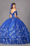 Juliet 1447 Long 3D Floral Appliques Off Shoulder Poofy Ball Gown