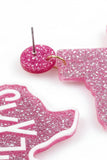 Pink Texas Sparkle Dangle Statement Earrings