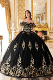 Ladivine 15701 Floral Off the Shoulder A-line Quince Ball Gown
