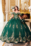 Ladivine 15701 Floral Off the Shoulder A-line Quince Ball Gown