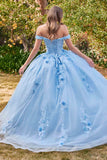 Ladivine 15702 Floral Off the Shoulder Floral Quince Ball Gown