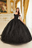 Ladivine 15702 Floral Off the Shoulder Floral Quince Ball Gown