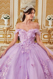 Ladivine 15713 Long Off the Shoulder A-Line Floral Applique Ball Gown