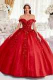 Ladivine 15717 Off the Shoulder 3D Floral Applique Quinceanera Gown