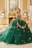 Ladivine 15721 Long Strapless Tulle Cape Sleeve Ball Gown