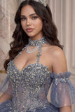 Ladivine 15741 Sweetheart Neckline Choker Strap Quinceanera Gown