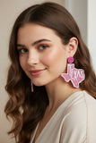 Pink Texas Sparkle Dangle Statement Earrings