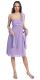 CLEARANCE - Eureka 1801 One Shoulder Knee Length Chiffon Dress (Size 2XL)