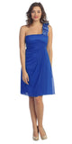 CLEARANCE - Eureka 1801 One Shoulder Knee Length Chiffon Dress (Size 2XL)