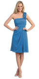 CLEARANCE - Eureka 1801 One Shoulder Knee Length Chiffon Dress (Size 2XL)