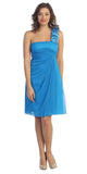CLEARANCE - Eureka 1801 One Shoulder Knee Length Chiffon Dress (Size 2XL)