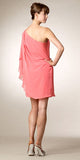 CLEARANCE - Eureka 1902 Layered One Shoulder Short Chiffon Coral Dress (Size M)
