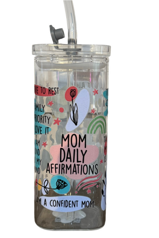 KJ Kreations Mom Daily Affirmations Glass Cup