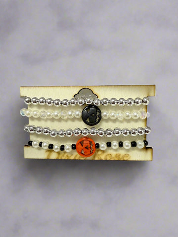 Mini Halloween Pumpkin Beaded Bracelet Set 🎃🖤
 - Dixie Rose