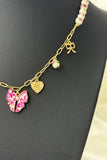 Pink Belle Vintage Florals Ceramic Charm Necklace