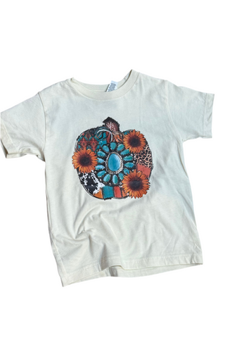 KJ Kreations Sunflower Pumpkin KIDS Tee (Size M 3T)