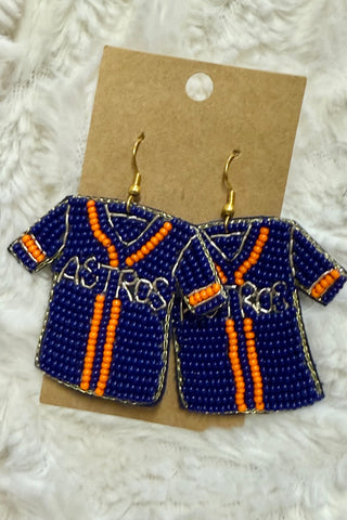 Astros Jersey Beaded Statement Earrings