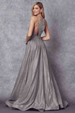Juliet 204 Criss Cross Back Ball Gown Style Glitter Dress