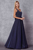 Juliet 205 Long One Shoulder Sleeveless Glitter Gown